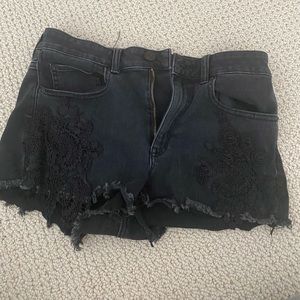 american eagle black lace jean shorts